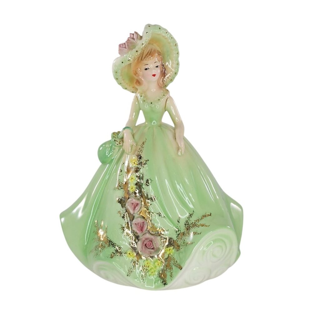 Josef Originals Come To The Cabaret Girl Figurine Green Dress *DOES NOT WORK*